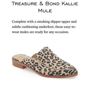 NEW Treasure & Bond Leather Kallie Animal Print‎ Cheetah Mules Slip On Slides 7M